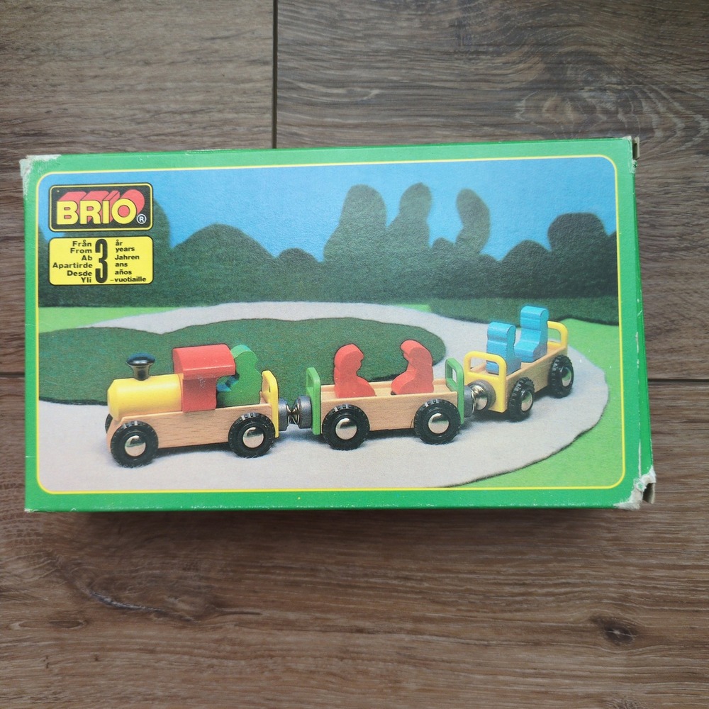 Vtg 90s BRIO Wooden Passenger Train Set 33416 People Box NOS Sweden